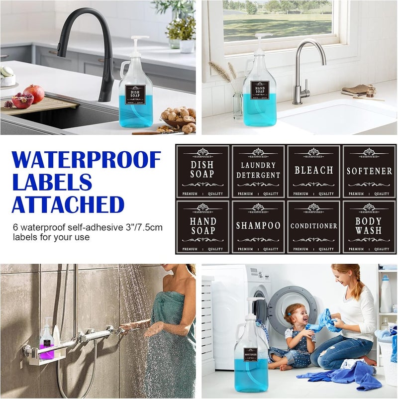 Watsango 4 Packs Gallon Pump Dispenser, Leak Proof Dispenser for Hand Soap, Laundry Detergent, Sanitizer, Shampoo - 128 OZ Capacity - 38/400 Plastic Gallon Pump Dispenser for Household & Commercial - Image 5